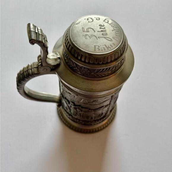 Vintage German Pewter Beer Stein with Lid 35 Jahre Bäko Amberg Shepherd Scene - Picture 4 of 9